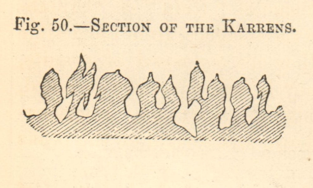 Section of the Karrens. Austria. SMALL 1886 old antique vintage print picture